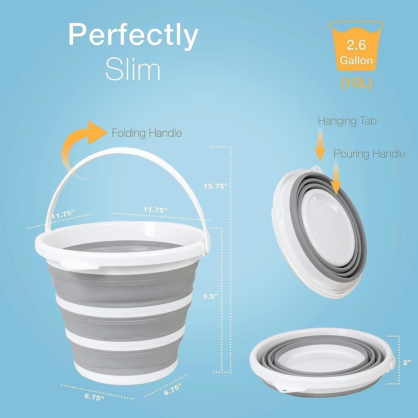 PVC Coated Collapsible Foldaway Bucket (Assorted Colors)